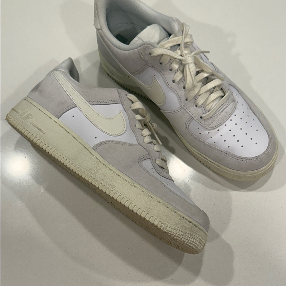 Nike Air Force 1 White and Gray Sneakers